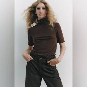 NWT Zara Brown Turtleneck Top